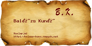 Balázs Kunó névjegykártya